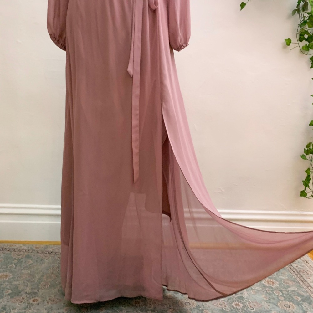 DB‎ Studio Pink Long Sleeve Chiffon Bridesmaid Dress - Picture 4 of 10